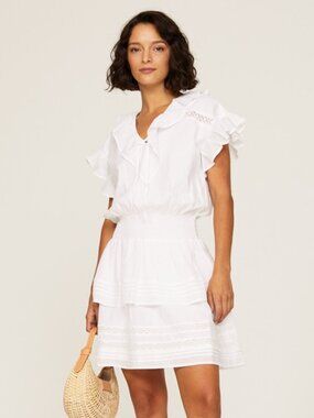LAUREN RALPH LAUREN White Nizaiah Lace Flutter Sleeve Dress Size 6